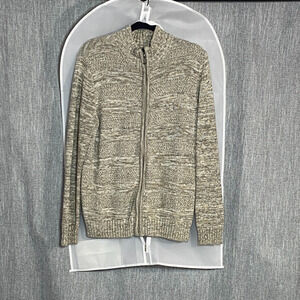 Method Men’s Zip-Up Sweater M Gray Knit Cotton Blend Ribbed Collar